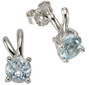 Zeeme Gemstones Damen Ohrringe 925/- Sterling Silber 1,25cm Glänzend Blautopas beh. weiß 358220546