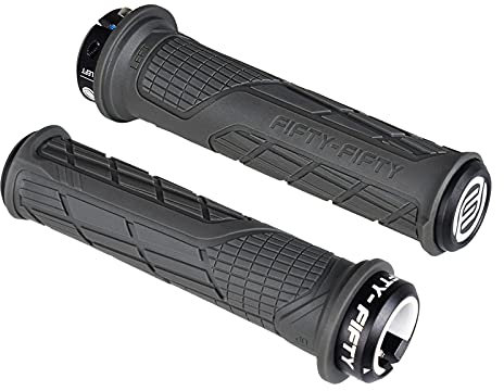 FIFTY-FIFTY Mountain Bike Handlebar Grips, Single Lock-on MTB Grips, Comfortable and Lock On, Non-Slip Bicycle Handle, Fit for All Mountain, Enduro, Downhill (Grey)