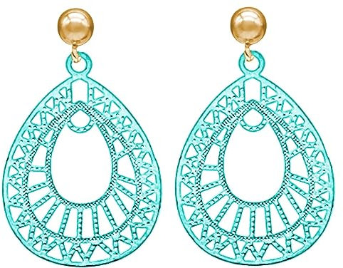 Gemshine Damen Ohrringe Yoga Mandala Tropfen in Silber oder hochwertig vergoldete Ohrhänger - Powder Blue - Hellblau - Blau - Qualitätvoller Schmuck Made in Spain, Color:Silber vergoldet
