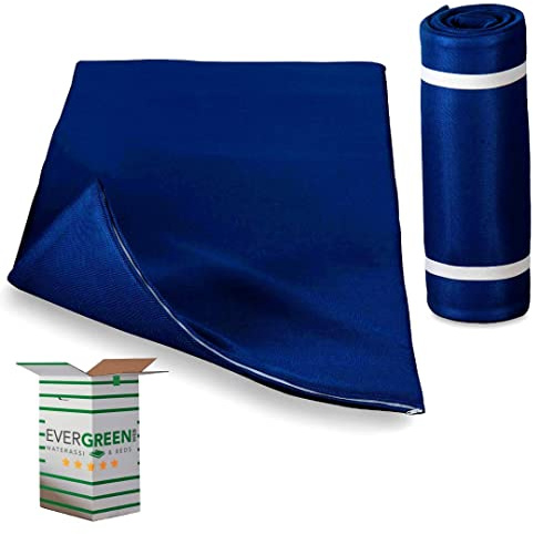 EVERGREENWEB Ever AIR-Matratze, 90x195 Hoch 3 cm, herausnehmbarer Stoff, Faltbar, Ergonomisch, Ideal als Rollmatratze für Camping oder Fitness Aktivitäten, Yoga, Pilates, BLAU – Twist Bed AIR BLAU