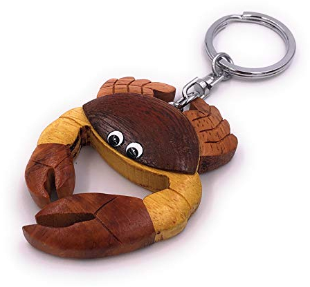 H-Customs Krebs Krabbe Crab niedlich Holz Edel Handmade Schlüsselanhänger Anhänger