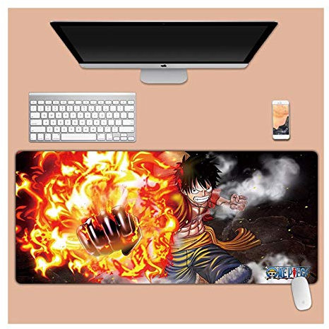 One piece Tappetino Mouse Gaming, Grande Anime Mouse Pad XXL 900x400mm Confortevole, Lavabile, 3mm Antiscivolo Tappetino Scrivania Supporto per Ufficio Computer, Adatto per computer e PC, F
