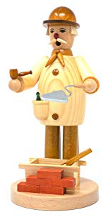 Drechslerei Friedbert Uhlig, Räuchermännchen Nr. 046, Maurer, 25 cm hoch, aus regionalem Holz gedrechselt, echte Handarbeit aus dem Erzgebirge, Weihnachten, Holzkunst, Echtholz