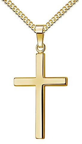 JEVELION Kreuz-Anhänger 333 Gold 8 Karat / 8K Goldkreuz Kettenanhänger + Schmuck-Etui und Zertifikat Mit Halskette 55 cm