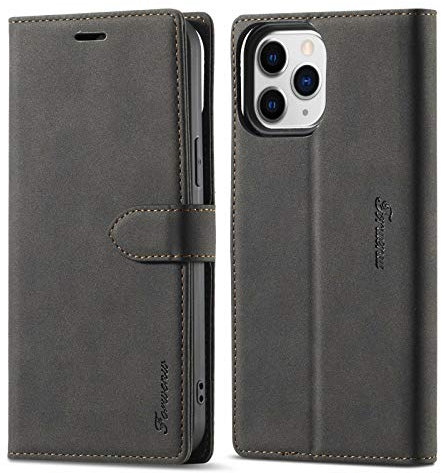 LOLFZ Wallet Case for iPhone 12 Pro Max, Vintage Leather Case Card Holder Kickstand Magnetic Closure Flip Case Cover for iPhone 12 Pro Max 6.7 inch - Black