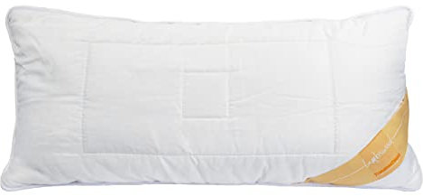 Traumschloss Lambswool Naturhaar Kopfkissen | Füllung aus 100% Schafschurwolle bietet höchsten Feuchtigkeitstransport | Bezug aus 100% Baumwolle mit Aloe Vera veredelt | 40x80cm