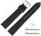MARBURGER Uhrenarmband 20mm Leder Schwarz Silber Glatt Mit Naht - Montage Set 7592010000121