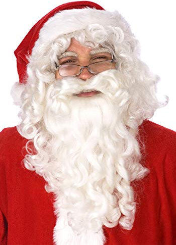 Weihnachtsmann Bart und Perücke Nikolaus Bart und Perücke +Bart+Augenbrauen+ Nikolaus Kostüm Perücken für Herren Damen Santa Claus Nikolaus Luxus Ruprecht Gott Karneval Weihnachten Kostüm Wig 037
