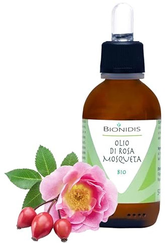 BIONIDIS, Olio di Rosa Mosqueta Puro, Biologico, 100% Naturale, Spremuto a Freddo, per Cicatrici, Scottature, Smagliature e Macchie Senili, Made in Italy