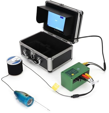 Fish Finder con Monitor LCD da 7 Pollici, Videocamera da Pesca HD 1000TVL DVR Subacqueo Impermeabile, Scheda da 8 GB, Videocamera da Pesca HD con Cavo da 30 M, Custodia per il Trasporto, per Pesca
