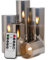 Eywamage Schlanke LED-Kerzen aus grauem Glas mit Fernbedienung, flackernde flammenlose batteriebetriebene Votiv-Stumpenkerzen Φ 2 H 3 4 5 6 7