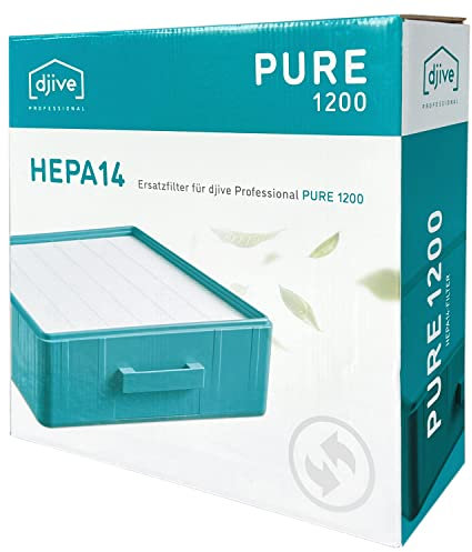 djive Ersatz Filter passend für Professional PURE 1200 Luftreiniger, HEPA 14 Filter, Original djive Ersatzteile & Zubehör, H14 entfernt 99,995% Viren, Feinstaub & Pollen, ideal für Allergiker