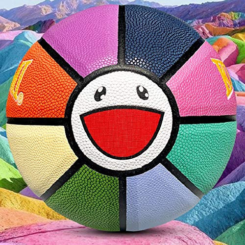 YANYUESHOP Basketball-Regenbogen-Smiley, Größe 7, Basketballgesicht, Schülergeschenk, Kinder, Zementboden, verschleißfestes PU im Freien