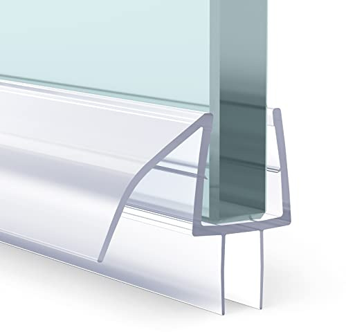 AmazerBath 3 PCS Shower Door Bottom Seal for 3/8 Inch Glass - (15.75 Inches x 3), 3 Section Segmented Shower Installation Kit Frameless Glass Door Seal Strip