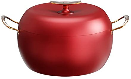 FCSHFC Enameled Cast Iron Dutch Oven Apple Shape Non-stick Enamel Coated with Dual Handle for Grill, Stovetop, Induction 6 L High Capacity
