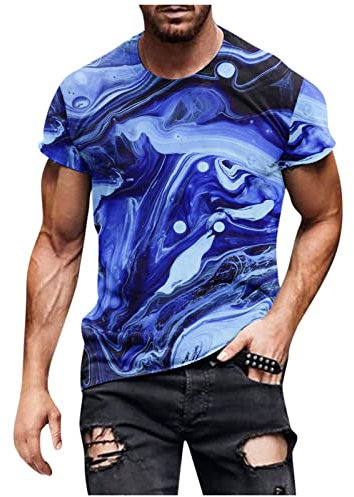Generic Herren Retro Denim Shirt - Langarm Freizeit Tanktop Slim Fit Comfort Hemd Für Sommer - Weiß Blau Muster