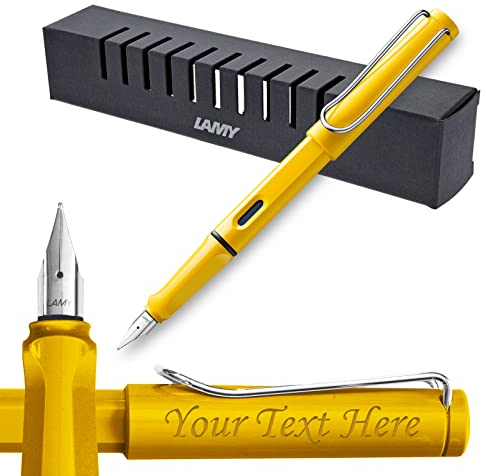 Lamy Safari yellow Fountain Pen + FREE Engraving great for Gifts or School (Extra fine)
