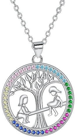 J.MUEN Lebensbaum Kette Damen,925 Sterling Silber Baum des Lebens Schwester Anhänger Halskette Schmuck für Frauen Mädchen Schwester Geburtstagsgeschenk