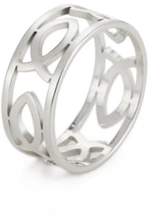 UNIFT Jesus Fisch Ringe für Männer Frauen Edelstahl Skelett Stil Christian Symbol Jesus Fisch Ringe Glaube Schmuck, 4 UK, Edelstahl, Kein Edelstein (6, Silber 1)
