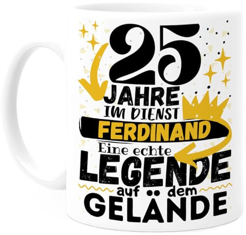 Tassenliebling® 25 jähriges Dienstjubiläum Geschenk Tasse personalisiert - Firmenjubiläum - Arbeitsjubiläum - Eine echte Legende - Büro Geschenk lustig - Arbeitskollegin Arbeitskollege
