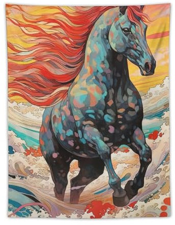 DELIBEST Wandteppich, Pferd, Galoppierendes Pferd, Wandteppich, Wandkunst für Schlafzimmer, Wohnzimmer, Dekoration, 76,2 x 101,6 cm
