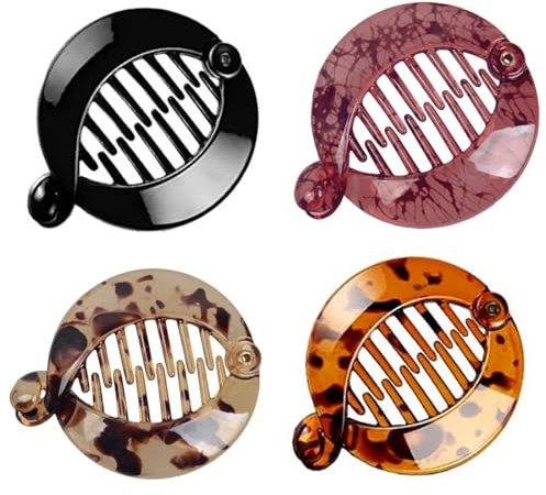 LSUWDE Lot de 4 pinces à cheveux en forme de banane, pinces à cheveux en queue de poisson, peigne à cheveux rond, accessoires de coiffure pour queue de cheval pour femmes et filles