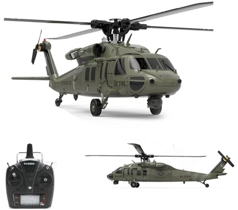 RC Hubschrauber Für Erwachsene, 1:47 2.4G 6CH Brushless Direct Drive UH60-Black Hawk Flugmodell Mit 3D Stunt & 5.8G Bildübertragung, Elektrische Simulation Flugzeug Hobby-Grade Modell RTF (no cameras)
