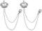 EMSea 2er-Pack Krone Brosche Hängende Kette Brosche Anstecknadel für Männer, Geschenke, Punk-Buck-Krawatte Anstecknadel, Hängende Kette Strass-Kragenkettennadel, Silberfarbe