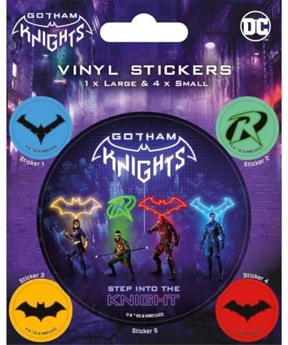 Gotham Knights - Emblem - Aufkleber, Vinyl 5er-Pack (Einheitsgröße) (Bunt)
