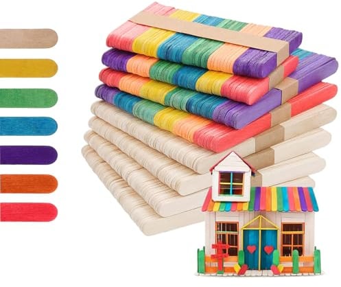 400 palitos de madera para helados, palitos de madera de colores, palillos de madera para manualidades, palillos de hielo y manualidades