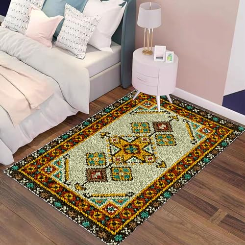 NangHuw 90x120CM Knüpfteppich Zum Selber knüpfen Latch Hook Kit KnüPfen Set KnüPfen Set Erwachsene KnüPfset Kinder Selbst Knüpfen Set für Kinder und Erwachsene Teppich Knüpfen Set Erwachsene