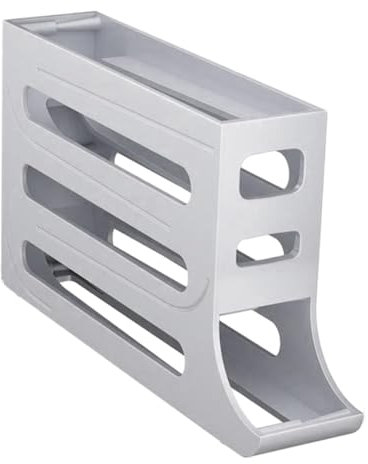 Folpus Bandeja de Huevos de 4 Niveles para 30 Huevos, contenedor de Huevos rodante automático para Nevera, Organizador para Mantener ordenado, Soporte para, Gris