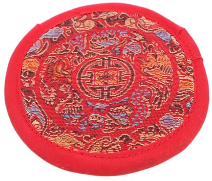 Religiöse Klangschalenmatte Herbst Mottoparty Rot aus Baumwollstoff | Leichtes, Kompaktes Design, Rundes Kissen für Buddha Sound Bowl, Schlicht und Handgefertigt