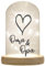 WB wohn trends LED-Glaskuppel, Oma & Opa Herz, 16,5x11cm, Glasglocke mit LED-Licht und Holz-Fuß LED-Laterne LED-Lampe mit Text Spruch