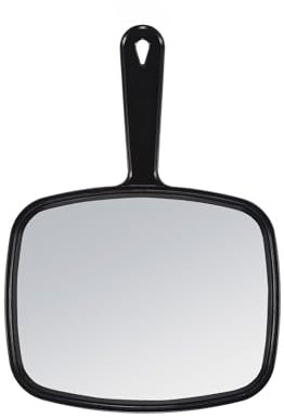 OWBIA Hand Mirror, Large Handheld Mirror with Handle, Portable Makeup Mirror, Black, 18.8 cm×26.2 cm
