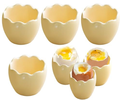 Yiyifor Coquetiers en Porcelaine, 4 Coquetiers Amusants Coquetier Oeuf,Egg Cup pour Petit-déjeuner,Porte-œufs et Bols,pour Les œufs Durs et à la Coque sur la Table du Petit Déjeuner