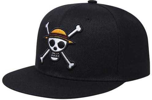 Onepiecce Baseball Cap, Luuffy Baseballmütze Kinder Einstellbare Basecap Cartoon Baseball Kappe Mütze mit Flacher Krempe Verstellbar Baseboard Baseballkappe für Jungen und Mädchen 2-8 Years
