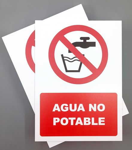 Cartel de 18x25 cm PVC 2mm Señal de Seguridad Industrial y Uso de EPIS (Agua no potable)