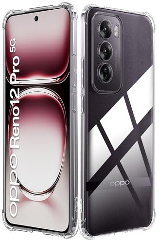 Heioloo Cover per OPPO reno 12 pro 5G, Custodia Trasparente per Assorbimento degli Urti, Sottile Morbida in Silicone TPU Protettiva [Protezione da Caduta] [HD Chiaro] -Trasparente