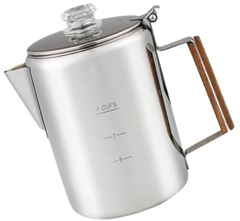 ZAYIUKI Stainless Steel Coffee Maker with Scale American Style Coffee Pots for Camping and Home Use 9 Cup Capacity Percolator
