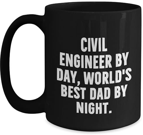 Regalos de ingeniero civil: taza de café negra con cita divertida, perfecta para Navidad
