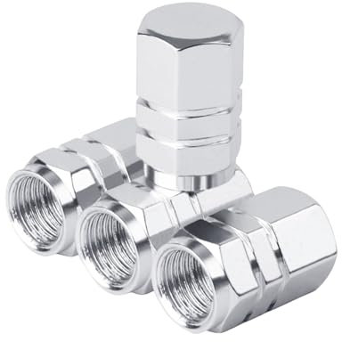 Ventilkappen Auto, Motorrad, Fahrrad, Aluminiumlegierung, 4 Stück, Autoventil Kappe, Autoreifen, Metall Reifen Ventilkappen, Reifen Ventildeckel, Ventilkappe (Sliber)