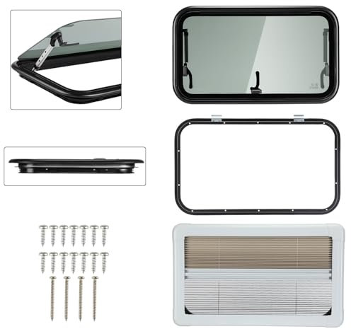ISINEVER Wohnmobilfenster Ausstellfenster, 700 x 450mm Wohnmobil Fenster Seitenfenster mit integriertem Rollo und Fliegengitter für RV Wohnwagen, Kastenwagen, Van, Camper, Auto, Bus, Boot
