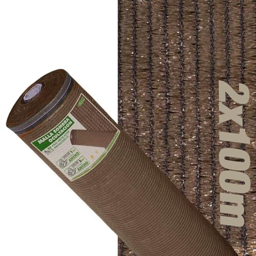 Exma Lona Sombra Exterior Malla Sombreo Red para Vallas y toldos - Rollo Tela Ocultacion Jardin de Maya [Marrón Ancho2m]