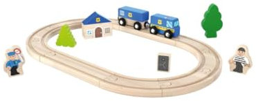 Bahnset 18-TLG. Holzspielzeug (Polizei)
