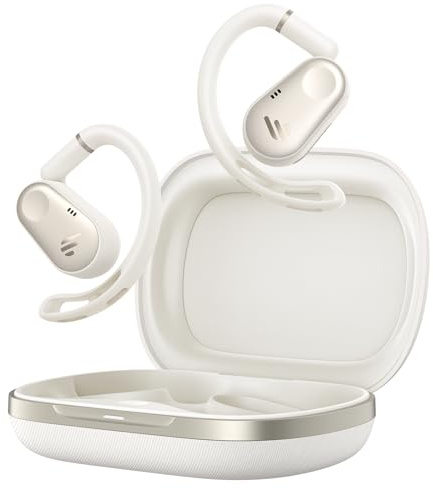 Edifier Echte kabellose Open-Ear-Ohrhörer, Kopfhörer mit Hi-Res Audio, 40 Stunden Spielzeit, IP55 Staub- & wasserdicht Bluetooth 5.4 Leichtgewichtige ergonomische Ohrhaken für Radfahren - Weiß