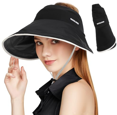 TAGVO Sonnenschild Damen – UV-Schutz Visor Cap mit Breiter Krempe, Faltbar & Atmungsaktiv