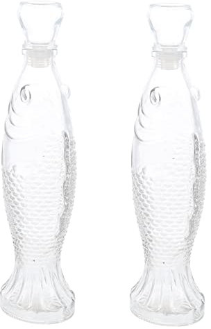 MAGICLULU 2pièces Bouteille Verre Forme De Poisson avec Couvercle Vase à Fleurs Petit Récipient pour Maison Créatif