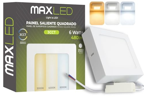 Maxled, Light is Led! 6W LED Deckenleuchte Flach Rechteckig Klein 480lm Modern Deckenlampe 120mm 3CCT 3000K 4000K 6500K Badlampe Decke Nicht Dimmbar für Küche Badezimmer Keller 85V-265V Aluminium
