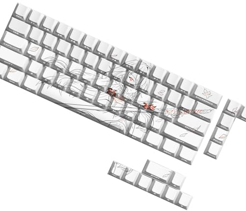 REITINGE Ergonomisches Tastenkappen Set, 74 seitlich gravierte Tastenkappen für 61, 67, 68 mechanische Tastaturen, Skin Gaming Zubehör, minimalistische Tastenkappe